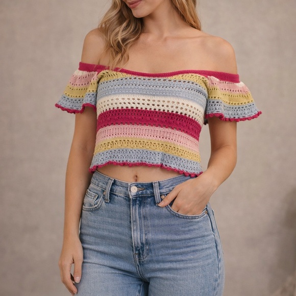Sincerly Jules Tops - Sincerely Jules Knit Top with Cream and Pink Accents